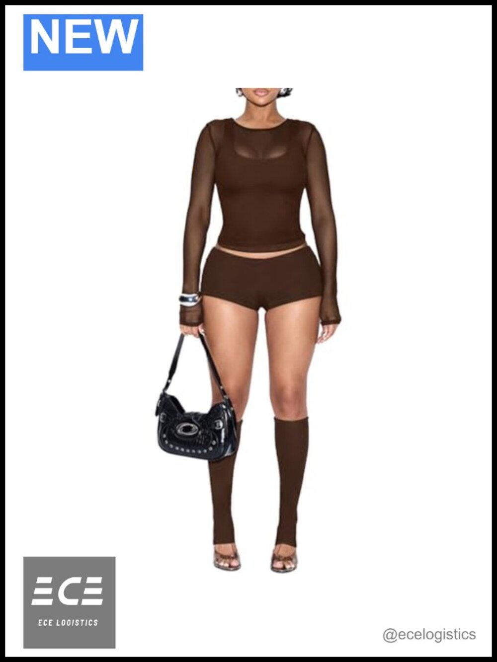 Mesh Long Sleeve Crop Top & Mini Shorts 2 Piece Lounge Set Y2K Club Outfit